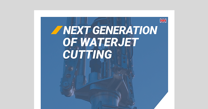 Banner mit Text Next Generation of Waterjet Cutting
