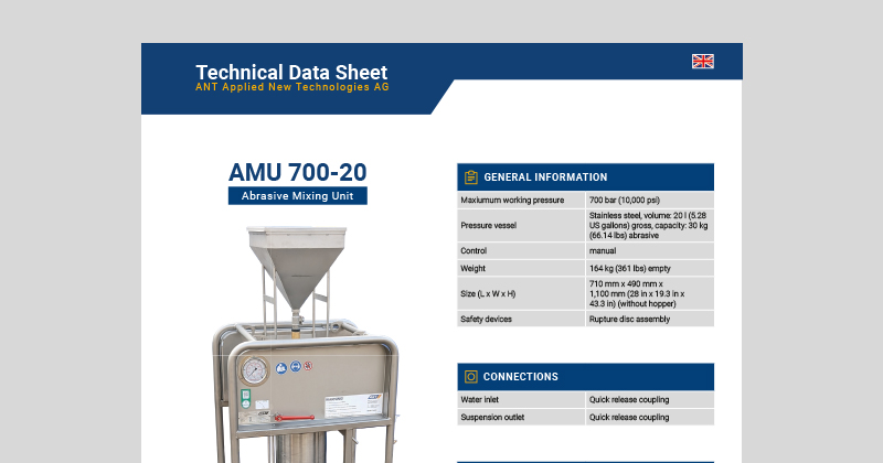 Data Sheet Abrasive Mixing Unit 700-20